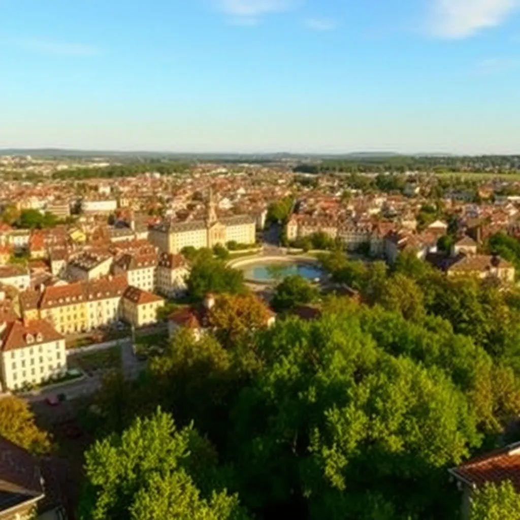 Vue panoramique de Vichy avec le Parc des Sources, symbolisant l'ancrage local de l'agence SEO dans l'Allier - agence SEO Allier - of-coaching.fr