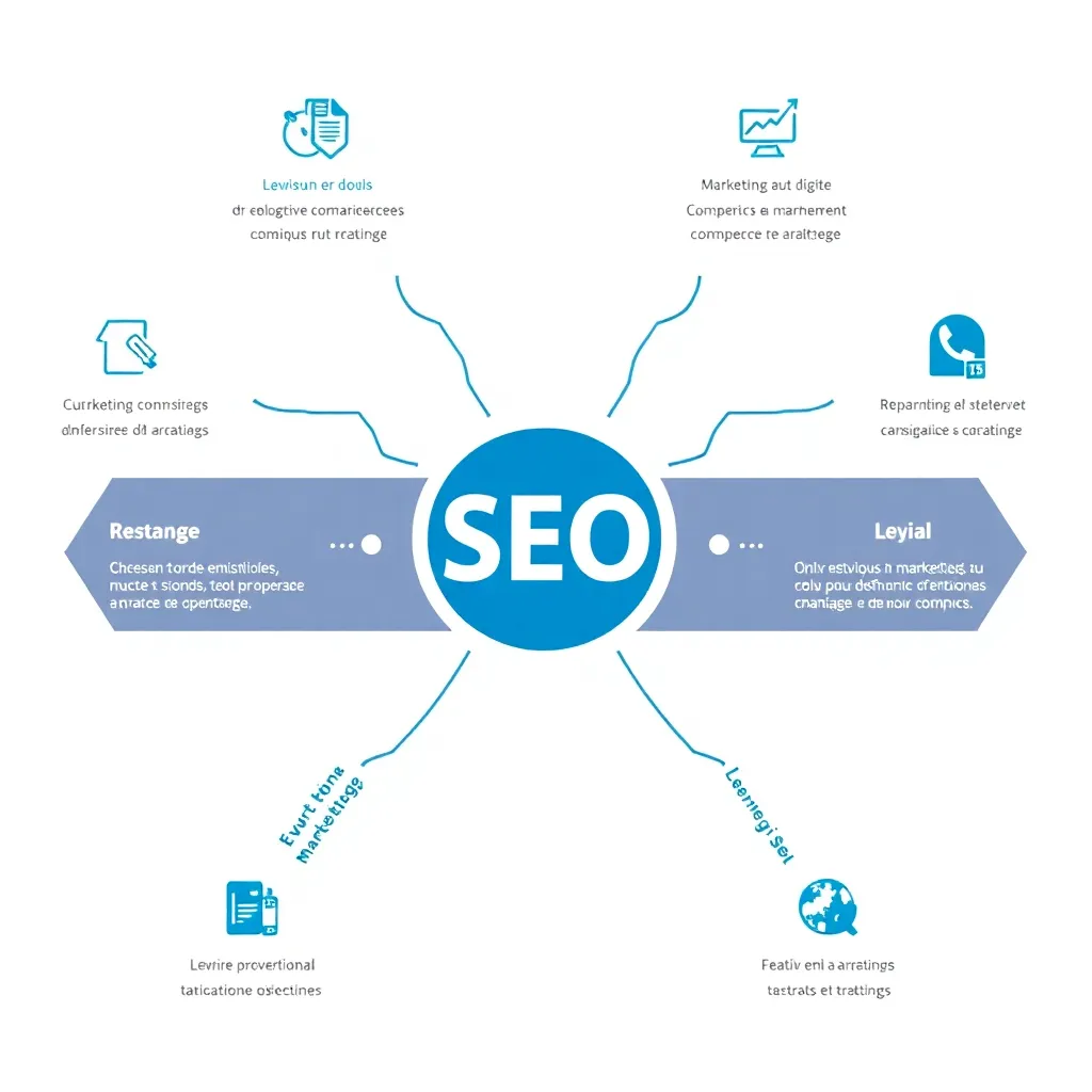 Infographie montrant les différents leviers du marketing digital intégrés à la stratégie SEO - agence SEO Allier - of-coaching.fr