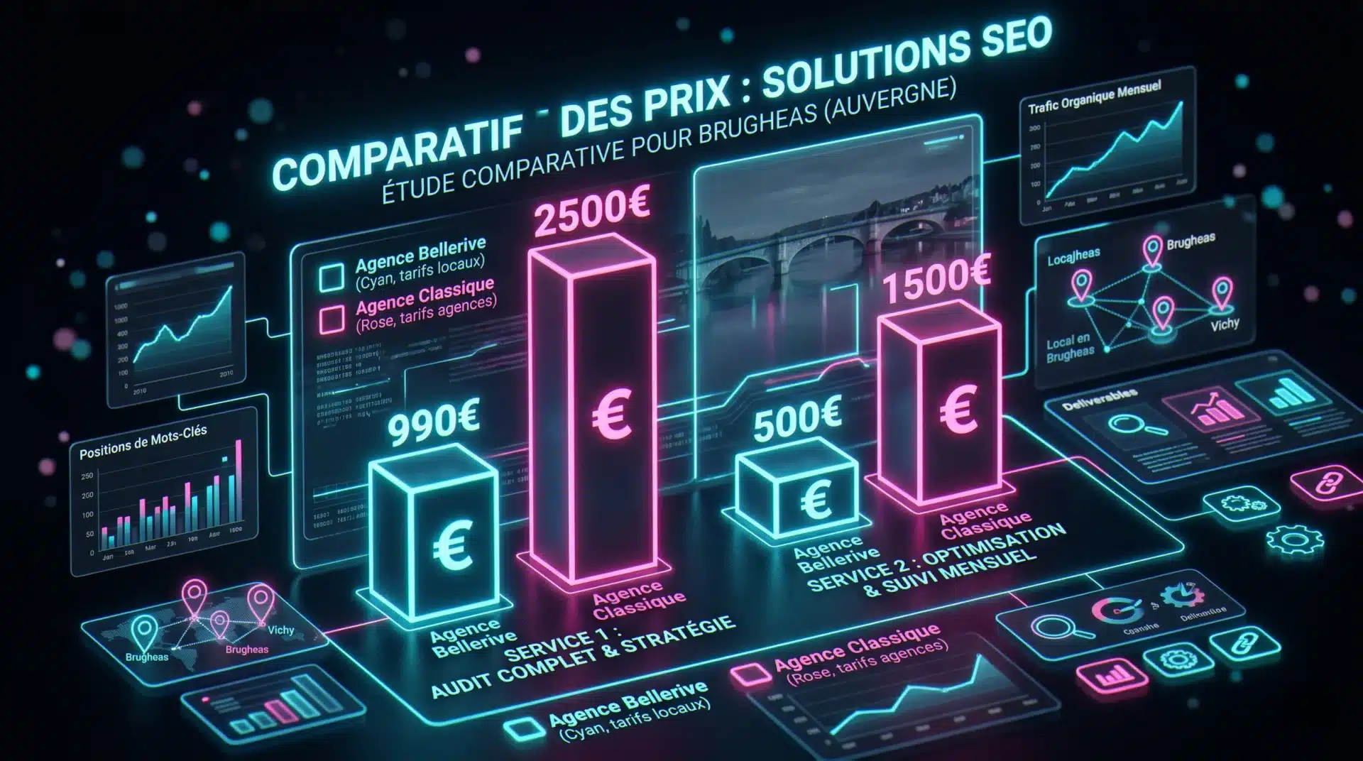 Tarifs d'une agence web Bellerive en 2026 : grille de prix création de site et accompagnement SEO