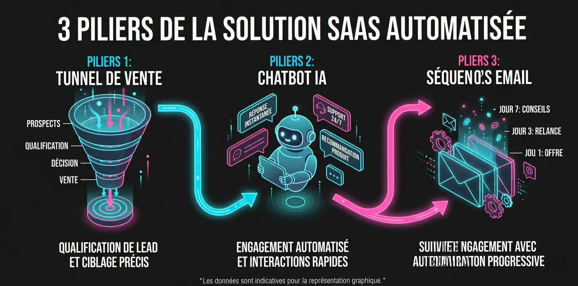 Les 3 piliers d'une automatisation marketing TPE efficace : tunnel de vente, chatbot IA, séquences email