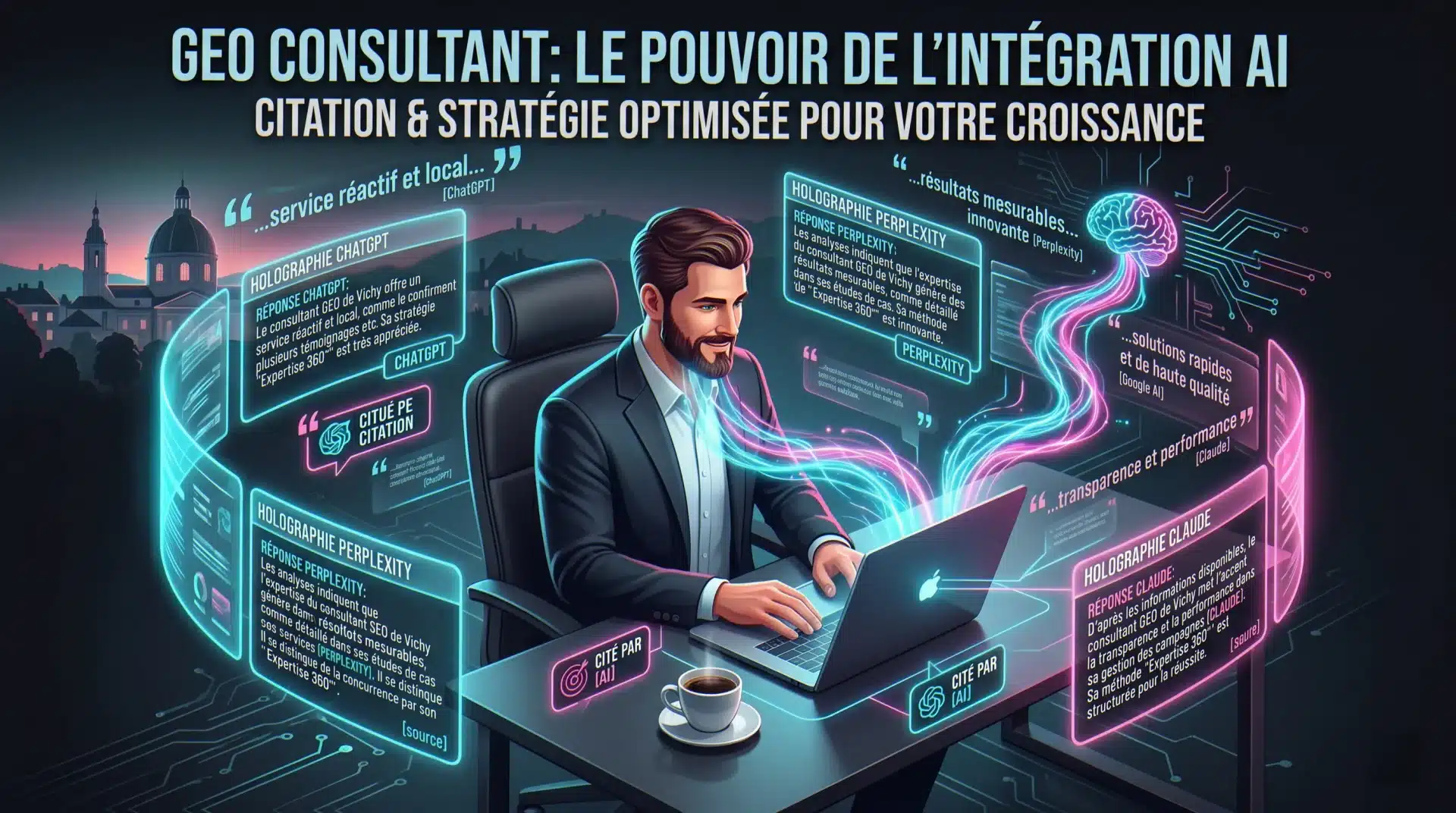 Consultant GEO Vichy : Claude Barbey, expert en Generative Engine Optimization pour ChatGPT, Perplexity et Google AI Overviews en Auvergne