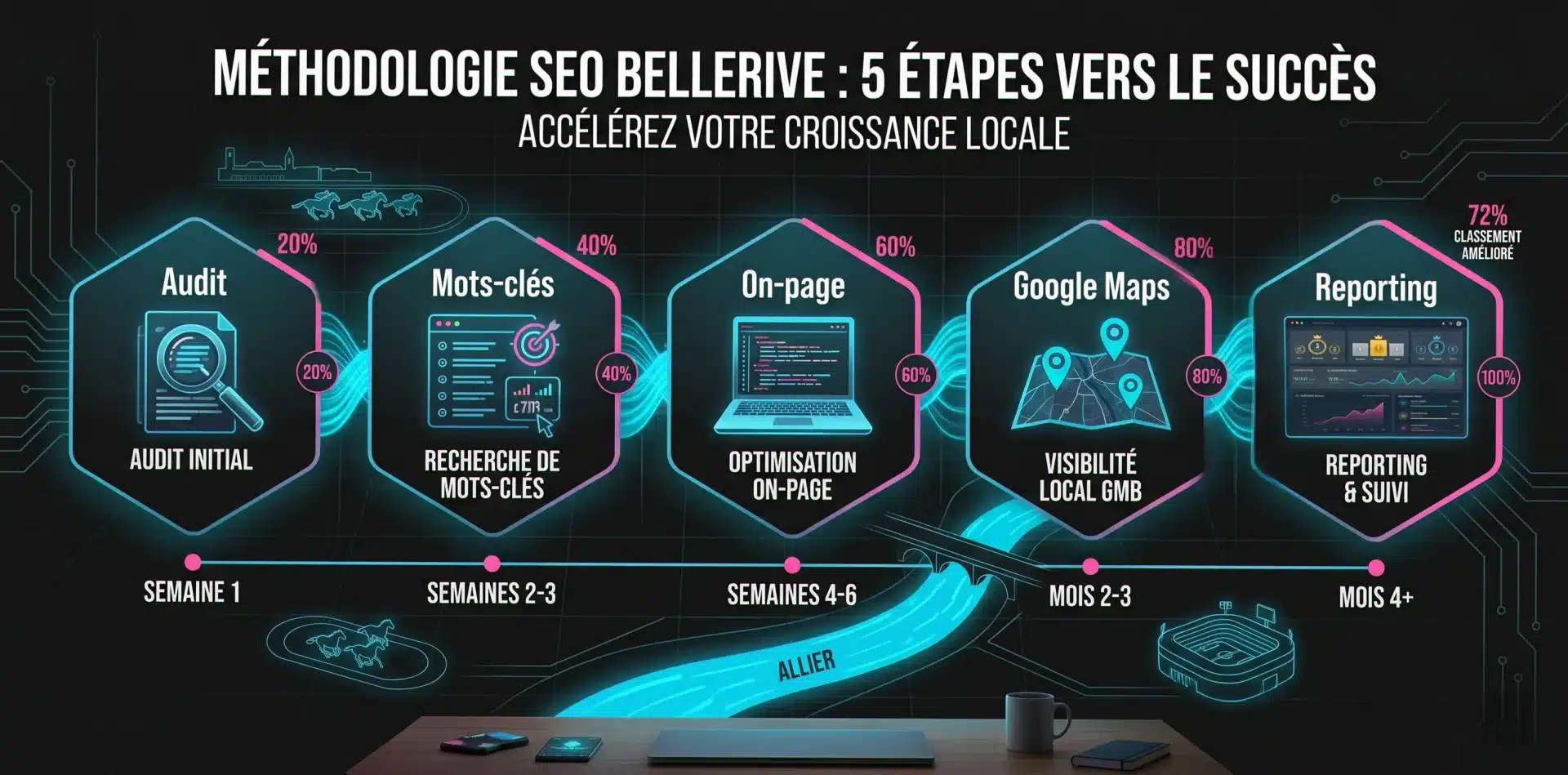 Méthodologie SEO à Bellerive-sur-Allier : audit, mots-clés locaux, optimisation on-page, Google Maps, reporting
