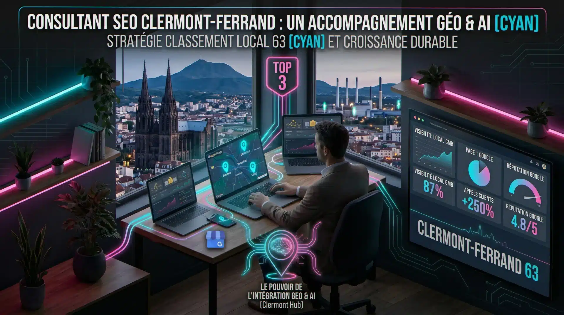 Consultant SEO Clermont-Ferrand : Claude Barbey accompagne artisans et TPE du Puy-de-Dôme pour dominer Google Maps dans la métropole